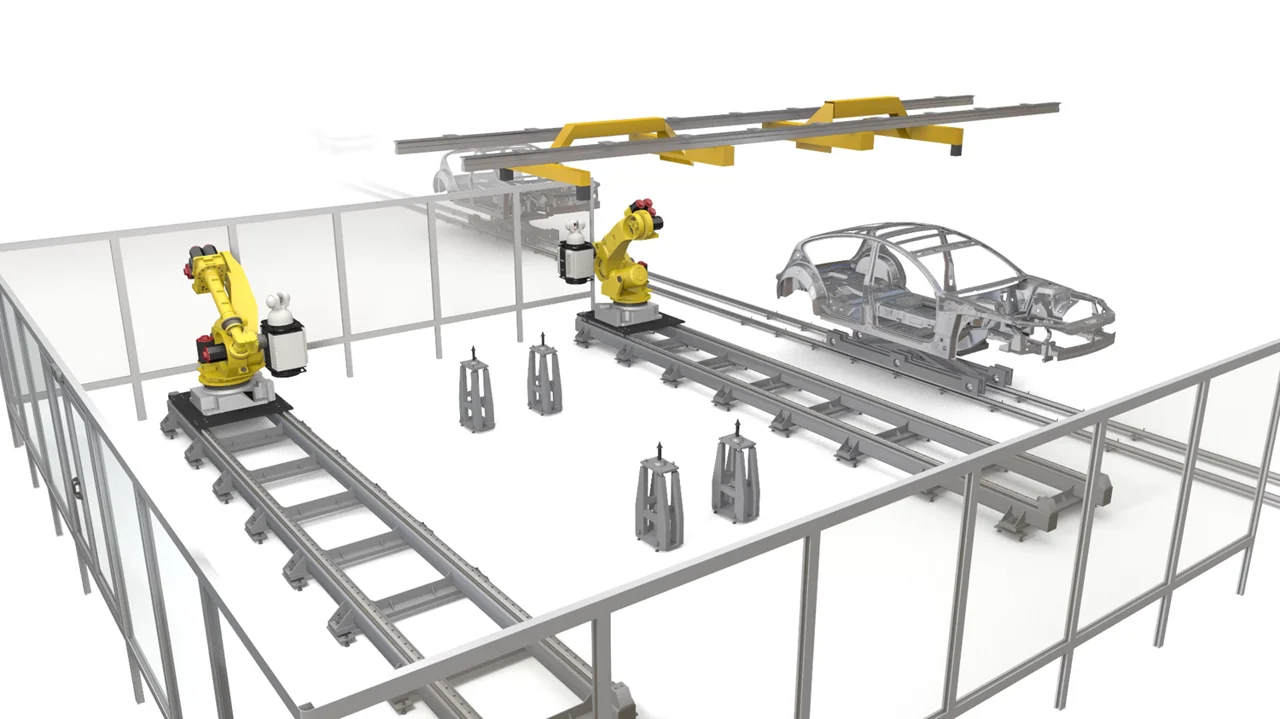 Line-side bypass inspection cell layout from the supplied Laser Radar application presentation
